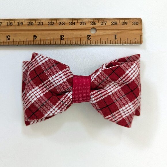 Women's Red Plaid, Medium Sized Hair Bow Barrette New - Picture 7 of 8